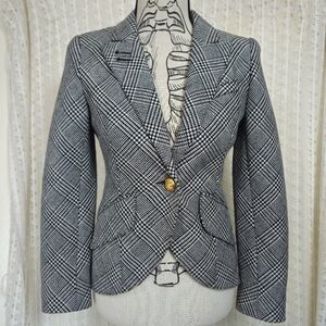 Smythe Les Vestes Houndstooth Leather Elbow Patch Blazer Size 6
